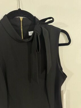 Calvin Klein Black Sleeveless Midi Dress with Neck Tie
